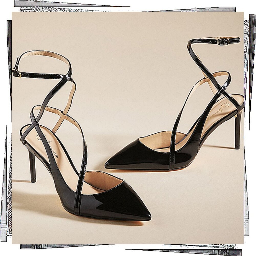 Black Patent Leather Pointy Toe Heels (38 EU) by Guilhermina
